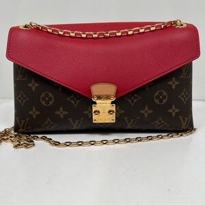 LOUIS VUITTON PALLAS GOLD CHAIN MONOGRAM ROSE LITCHI CANVAS SHOULDER BAG M50070